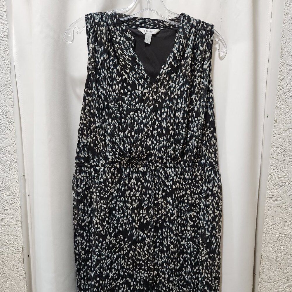 Nine West black and white floral sleeveless Fit & flare dress